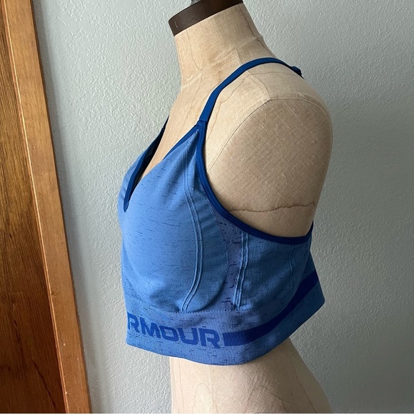 SOLD UNDER ARMOUR sz XL Blue Sports Bra Seamless Low Long Line 1357232 - Picture 7 of 10